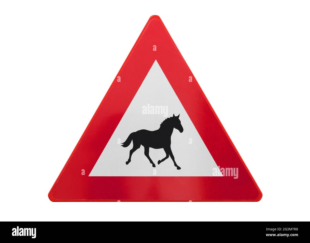 Panneau de signalisation isolé - chevaux Banque D'Images