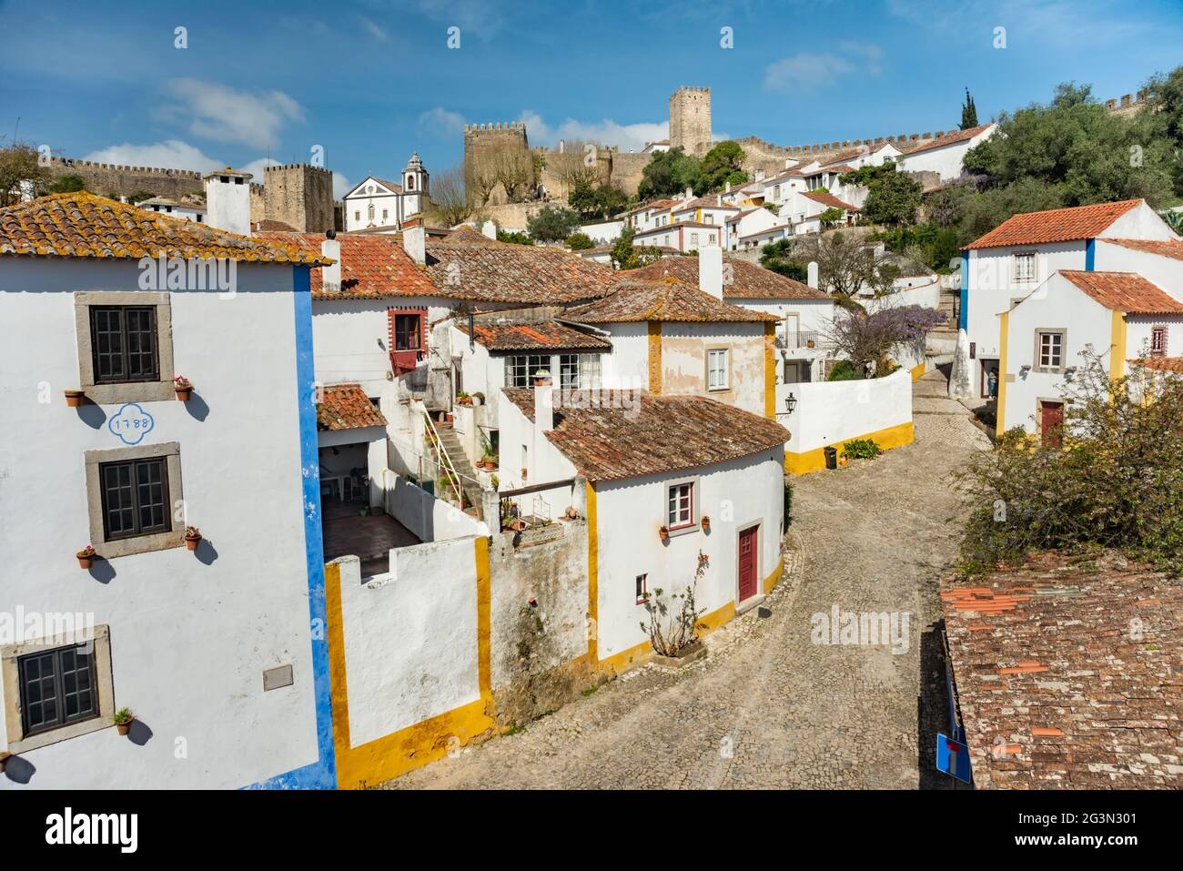 Centre historique de la ville médiévale d'Obidos, attraction du Portugal Banque D'Images