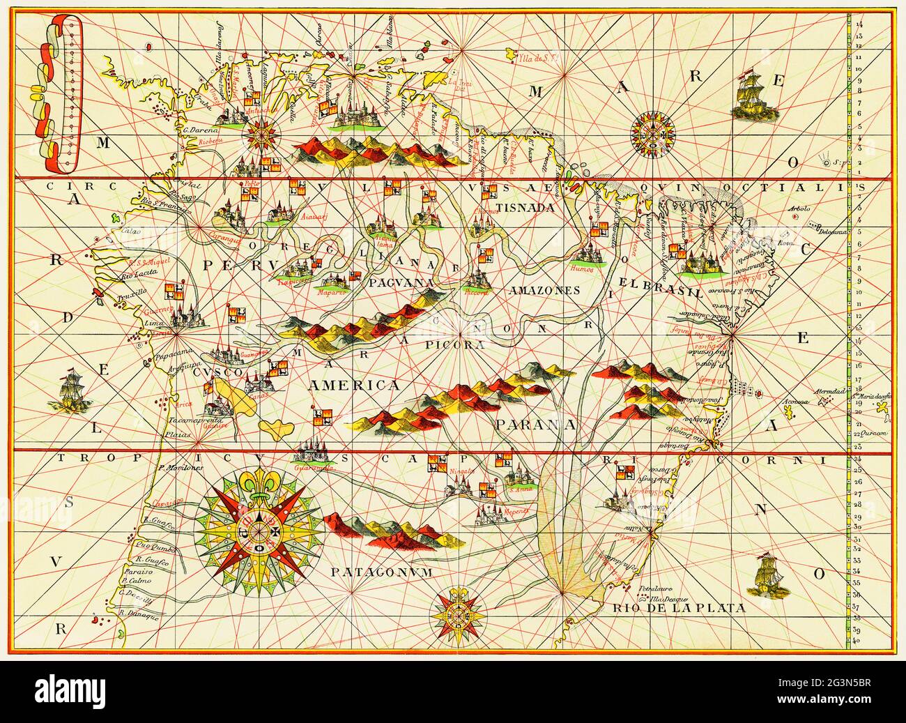 South america map 16th century Banque de photographies et d’images à ...