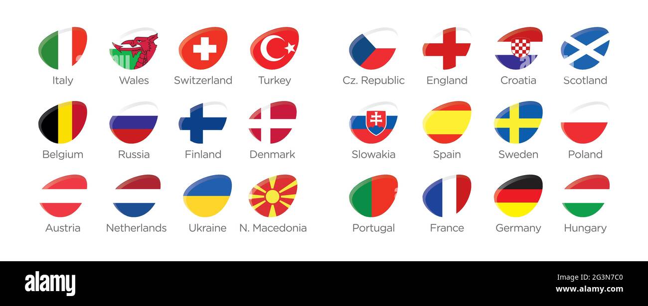Toutes les équipes de football pour le tournoi de football 2021 en Europe Illustration de Vecteur