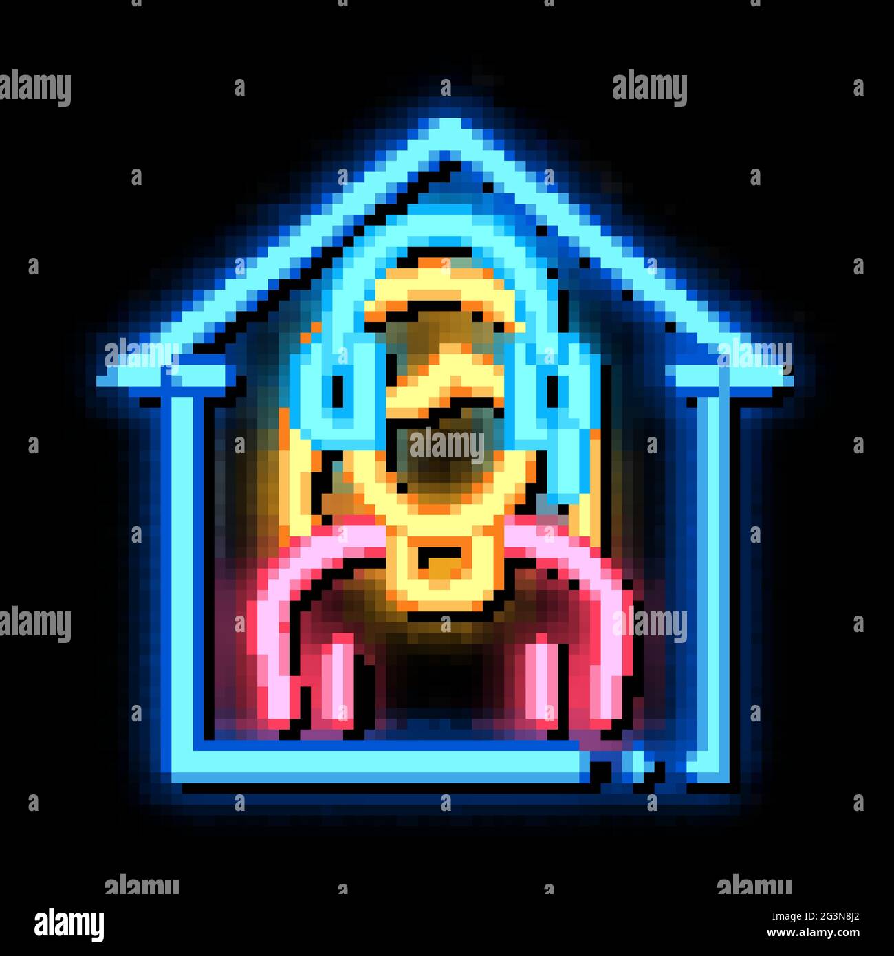 illustration de l'icône néon du centre d'appels à domicile Illustration de Vecteur