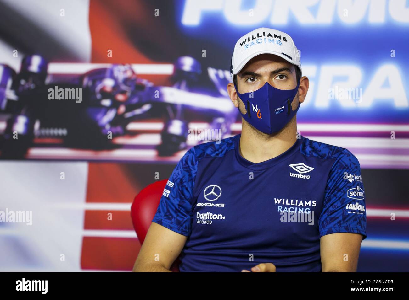 LATIFI Nicholas (CAN), Williams Racing F1 FW43B, portrait, conférence de presse pendant le Grand Prix de France des Émirats de Formule 1 2021, 7e tour du Championnat du monde de Formule 1 2021 de la FIA du 18 au 20 juin 2021 sur le circuit Paul Ricard, au Castellet, France - photo Antonin Vincent / DPPI / LiveMedia Banque D'Images