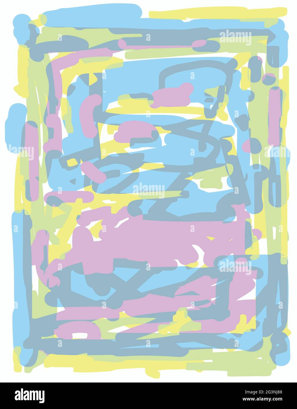 Motif pop Doodle dessiné à la main, couleurs décolorées, illustration abstraite de lignes vibrantes, croquis de bloc-notes de tablette Illustration de Vecteur
