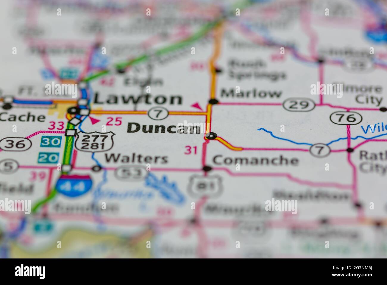 Duncan Oklahoma USA indiqué sur une carte de géographie ou une carte  routière Photo Stock - Alamy