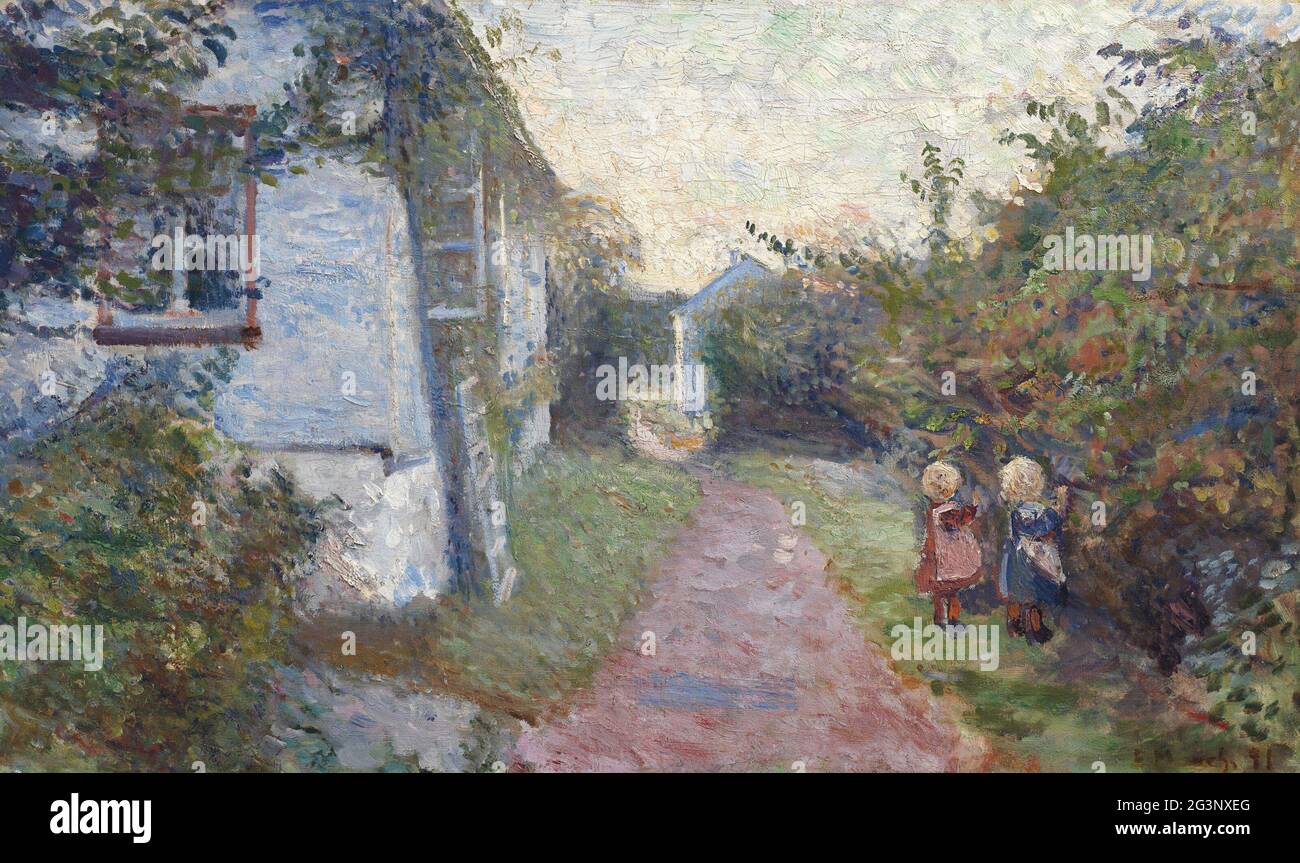 Titre: Edvard Munch nuit d'été à Aagaardstrand Créateur: Edvard Munch Date: 1891 Moyen: Huile sur toile Banque D'Images