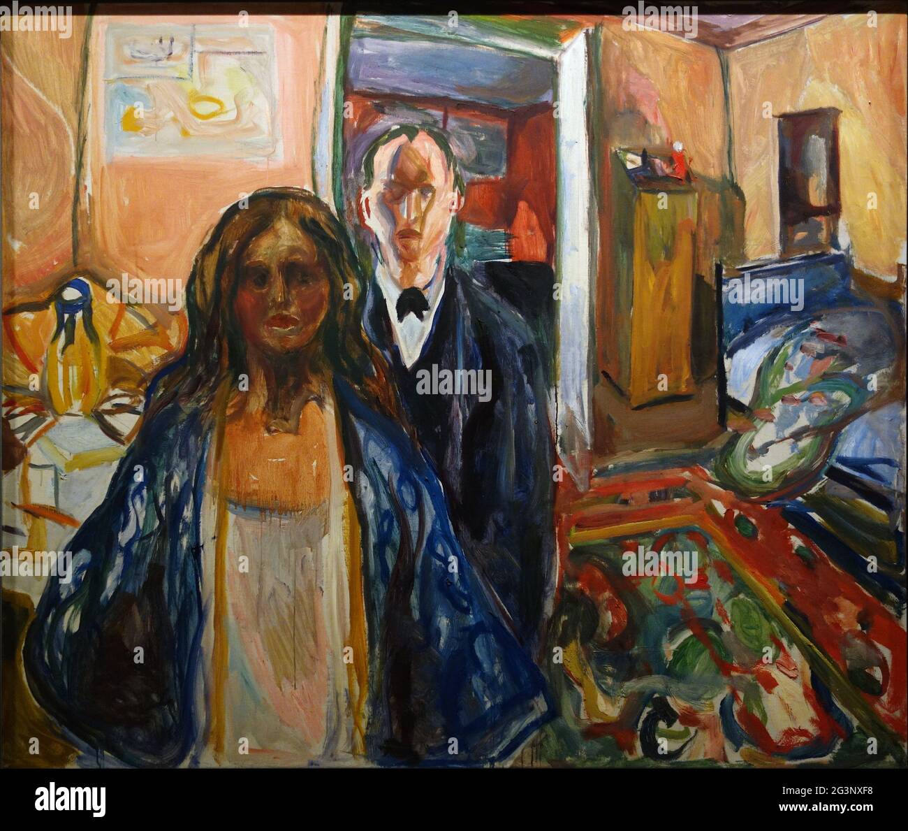 Titre: L'artiste et son modèle Créateur: Edvard Munch Date: 1919-1921 Moyen: Huile sur toile Dimensions: 128 × 153 cm emplacement: Museo Thyssen-Bornemisza Banque D'Images