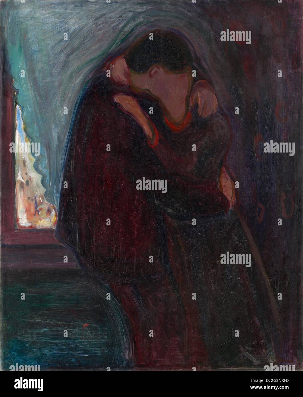 Titre: Le Kiss Créateur: Edvard Munch Date: 1897 Moyen: Huile sur toile Dimensions: 99x81 cms lieu: Munch-museet, Oslo, Norvège Banque D'Images