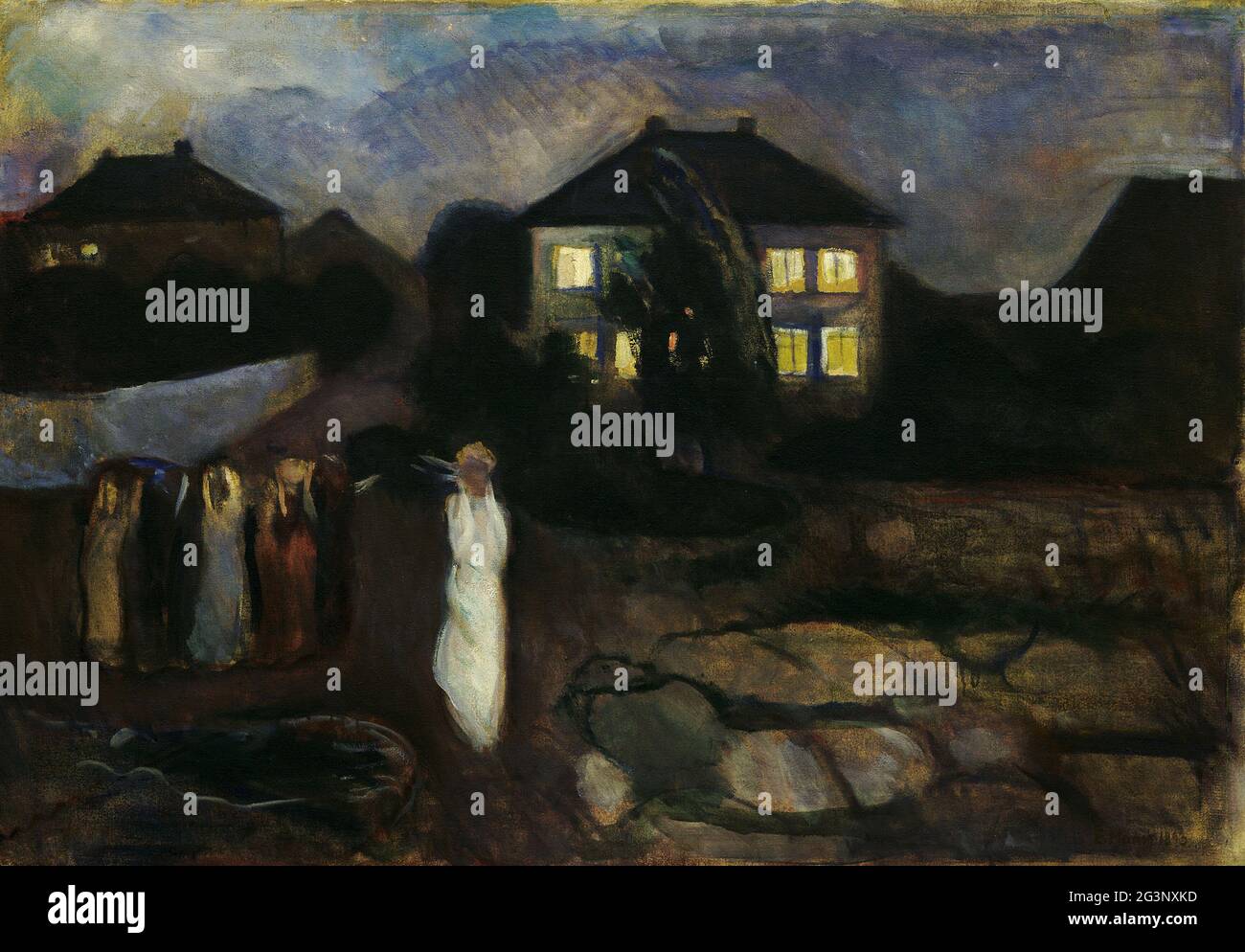 Titre: The Storm Créateur: Edvard Munch Date: 1893 Moyen: Huile sur toile Dimensions: 91.8x130.8 cms lieu: Christian Mustad Collection, Oslo, Norvège Banque D'Images
