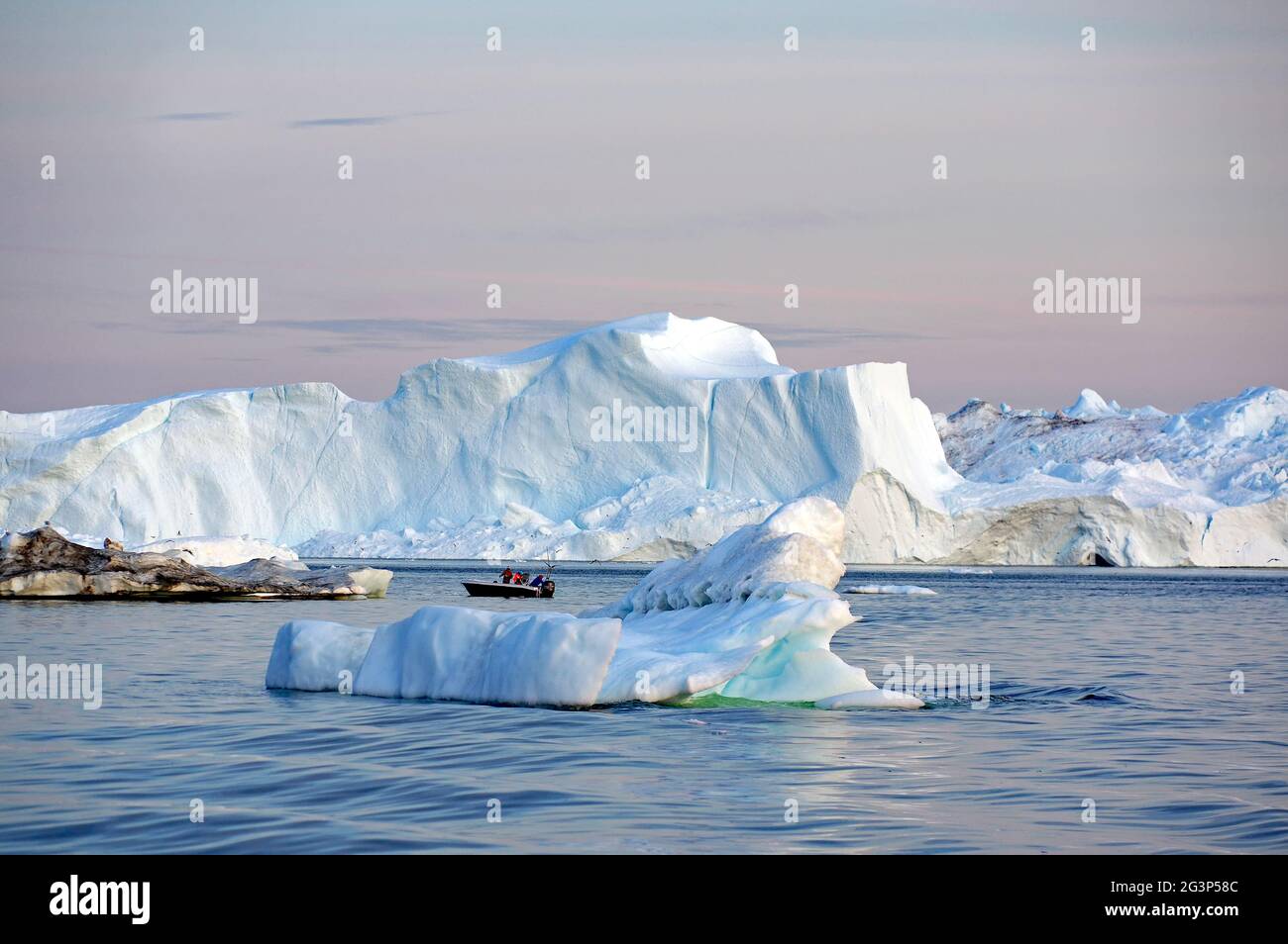 Icefjord à minuit Banque D'Images