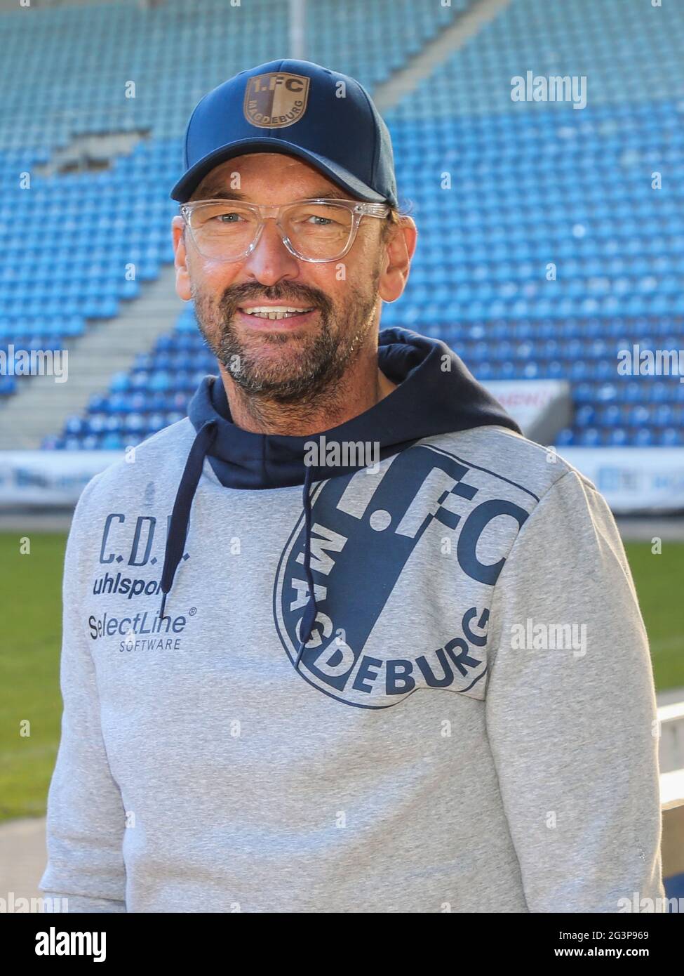 Entraîneur-chef Claus-Dieter Wollitz 1.FC Magdeburg DFB 3.saison Liga 2019-20 Banque D'Images