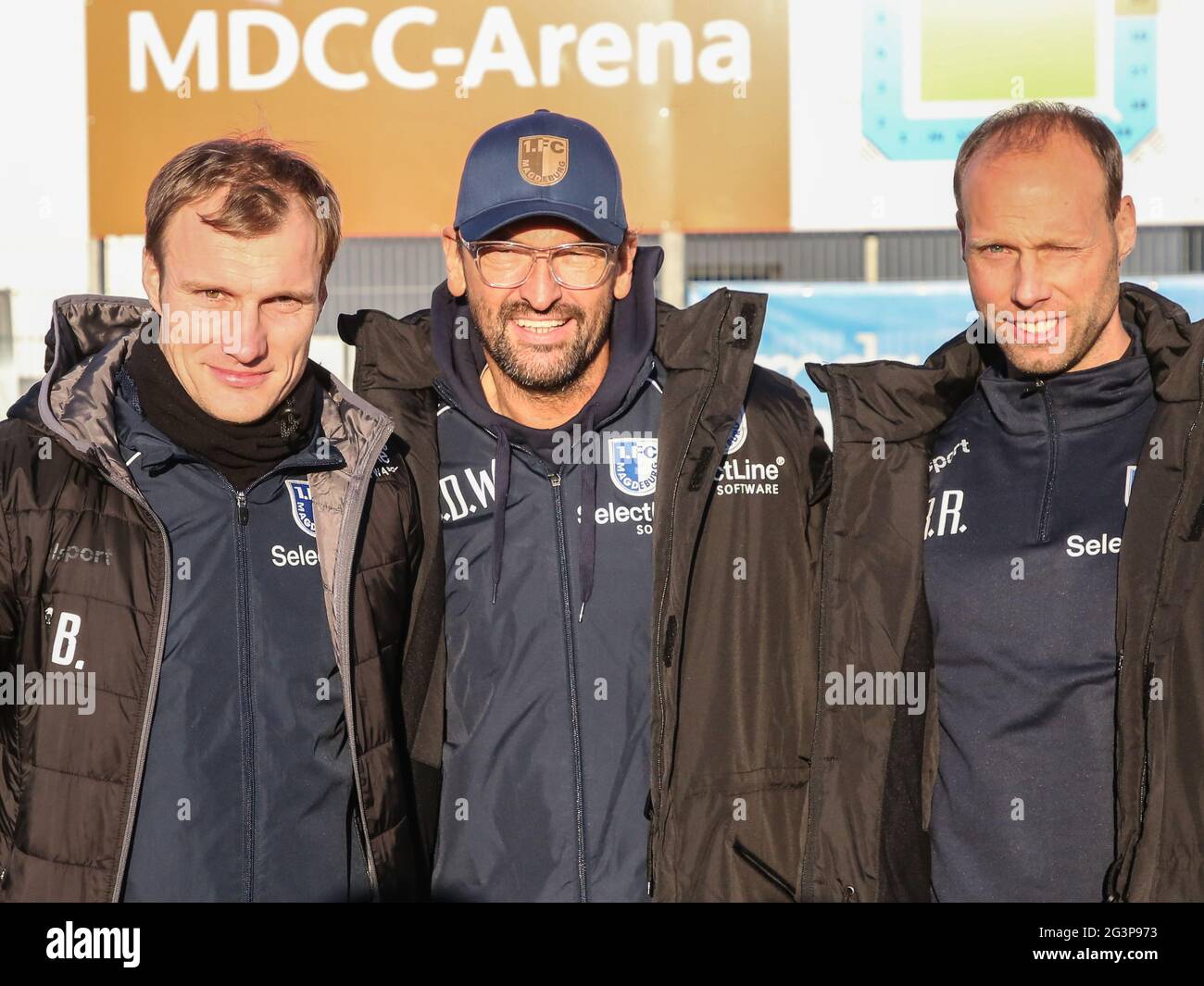 Trainerteam Silvio Bankert Claus-Dieter Wollitz Renno 1.FC Magdeburg DFB 3.saison Liga 2019-20 Banque D'Images