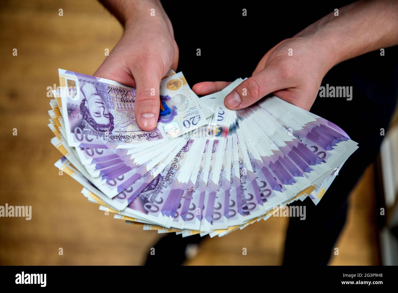 WAD de dosh, livre sterling. Banque D'Images