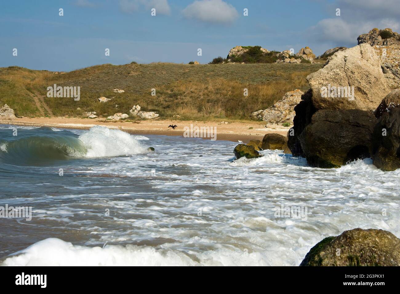 Rochers pittoresques sur la mer d'Azov. Banque D'Images