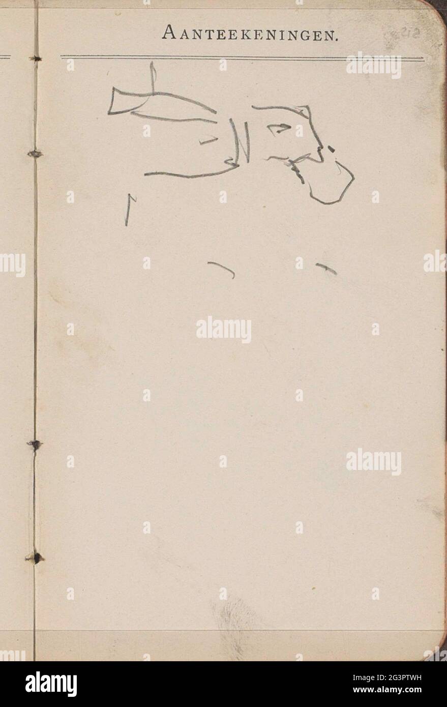 Étude, peut-être d'une femme progressiste. Page 212 UN calendrier avec 108 feuilles utilisées comme carnet d'esquisses. Banque D'Images