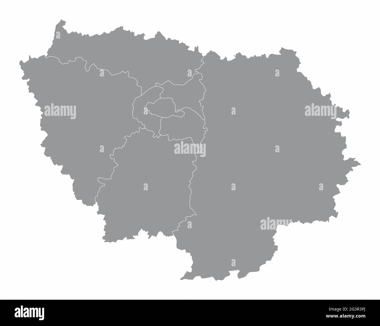 Carte administrative Ile-de-France isolée sur fond blanc, France Illustration de Vecteur