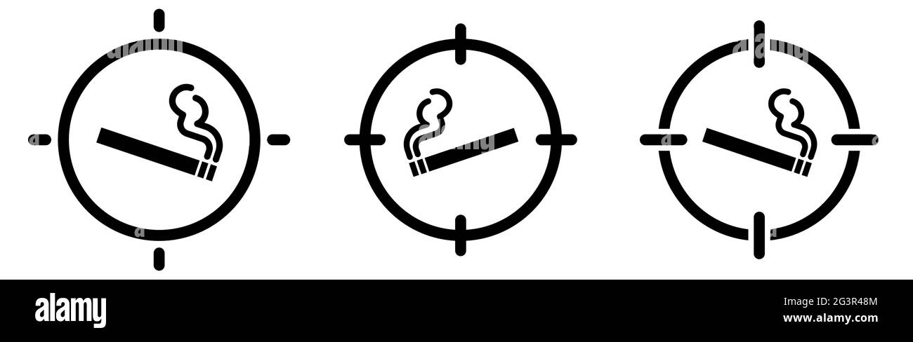 Icône de cigarette dans le réticule cible. Accent sur / ciblage du concept de tabagisme Illustration de Vecteur