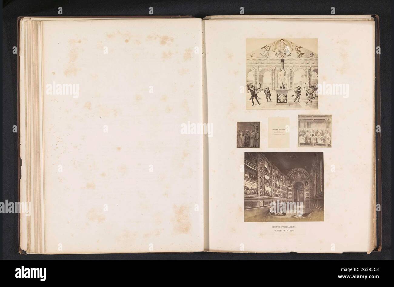 Cinq productions photographiques issues d'une publication de la Société Arundel avec des peintures de Giotto et Perugino. . Banque D'Images