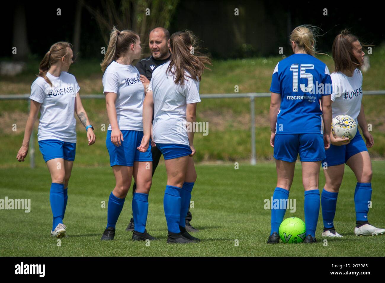 Llandarcy, Neath, pays de Galles 30 mai 2021. Orchard Welsh Premier Women's League match entre Swansea City Dames et Abergavenny Women. Banque D'Images