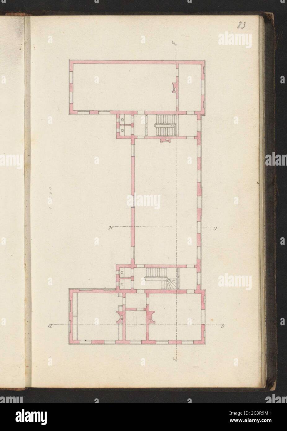 Plan d'étage d'un étage. Page 83 d'un carnet de croquis de 164 pages. Banque D'Images