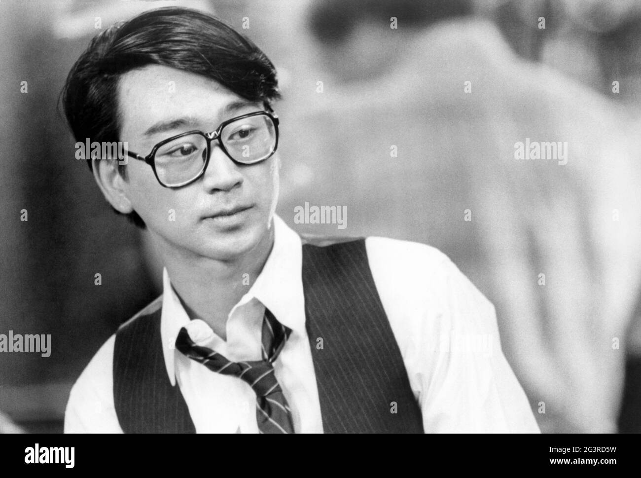 Gedde Watanabe, Portrait de la tête et des épaules, sur le tournage du film, 'Gung Ho', Paramount Pictures, 1986 Banque D'Images