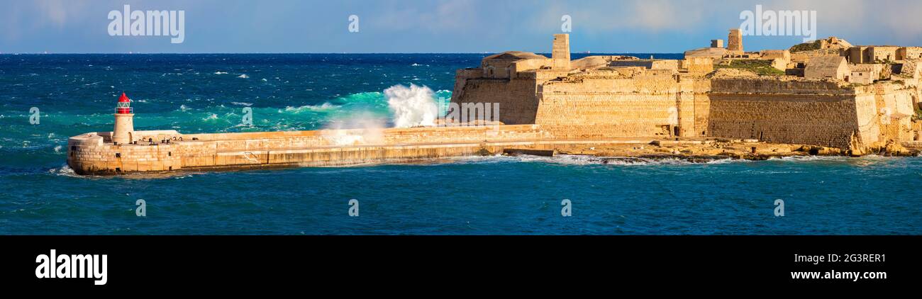 Malte Valette fort Ricasoli, forteresse de Ricasoli Banque D'Images