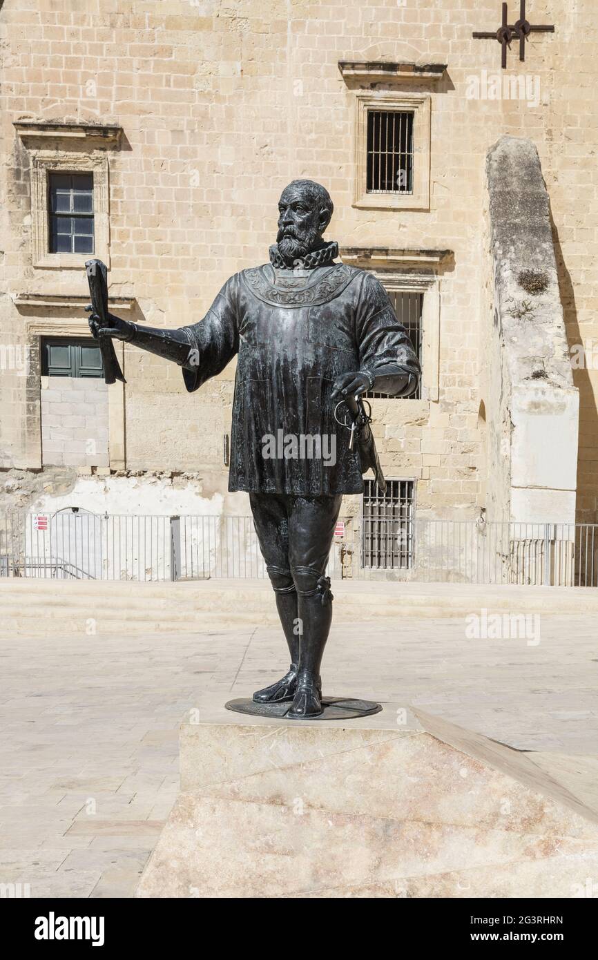 Malte Valetta Denkmal Jean de la Valette - Gründer von Valetta - Monument Banque D'Images