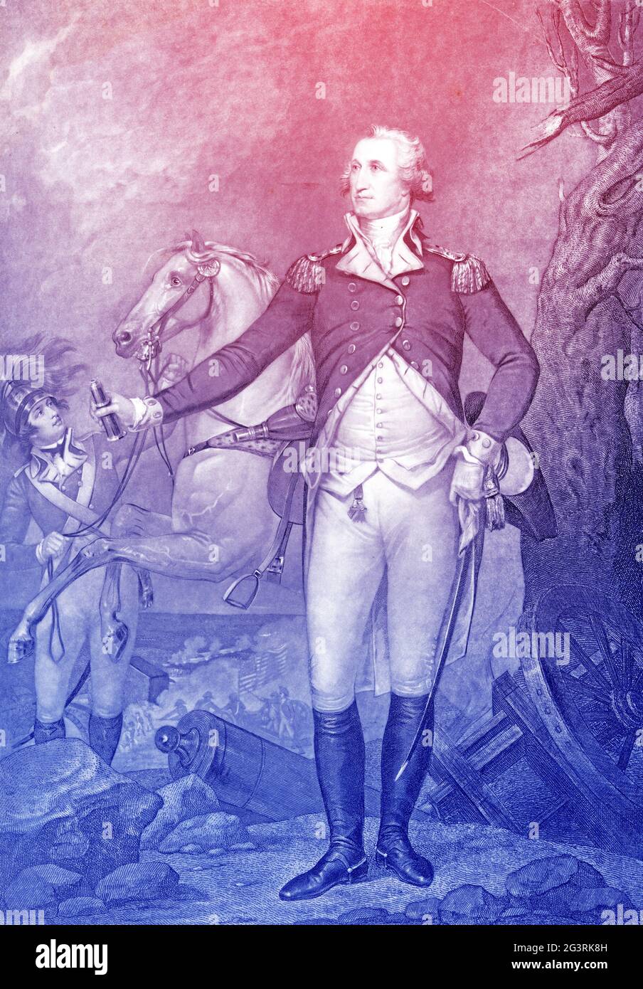 George Washington (1732-1799) Illustration gravée.Il a été le père fondateur des États-Unis et le premier président.Dans la guerre révolutionnaire américaine Banque D'Images