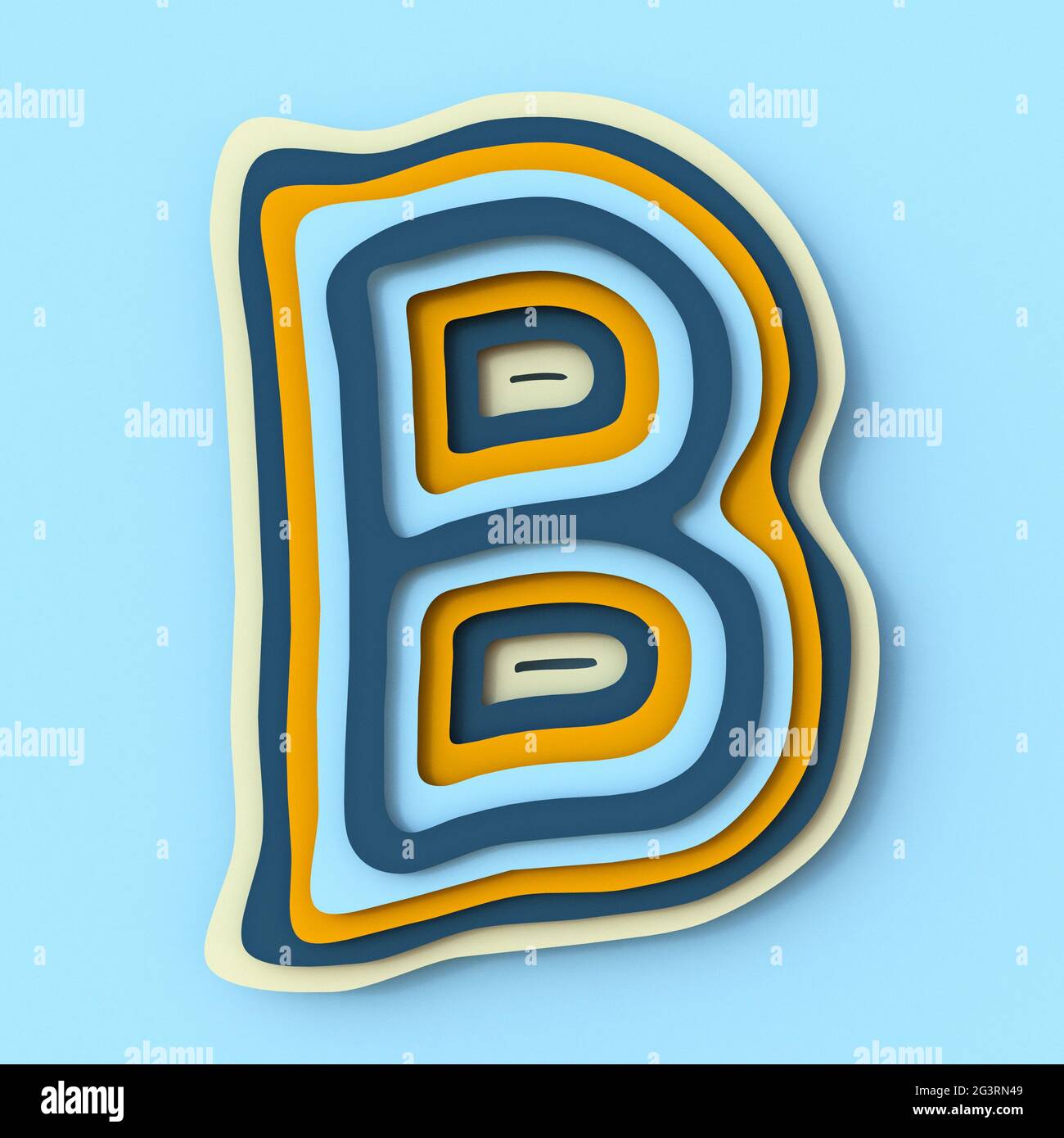 Police des couches de papier colorées lettre B 3D Banque D'Images