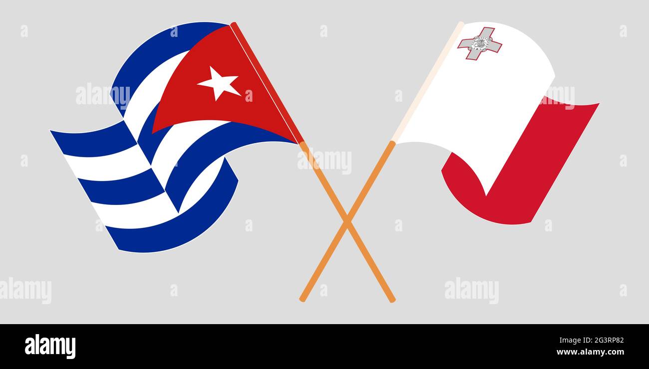 Traversé et agitant des drapeaux de Cuba et de Malte. Illustration vectorielle Illustration de Vecteur