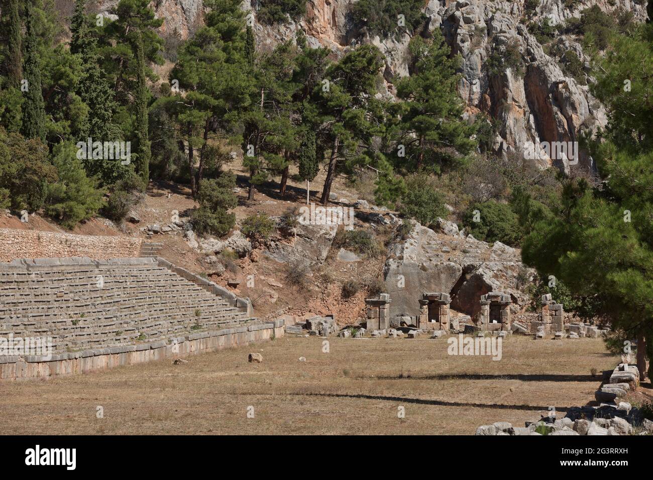 Ancien stade de Delphes, Grèce. Delphes est un ancien sanctuaire qui s'est enrichi en tant que siège d'oracle Banque D'Images