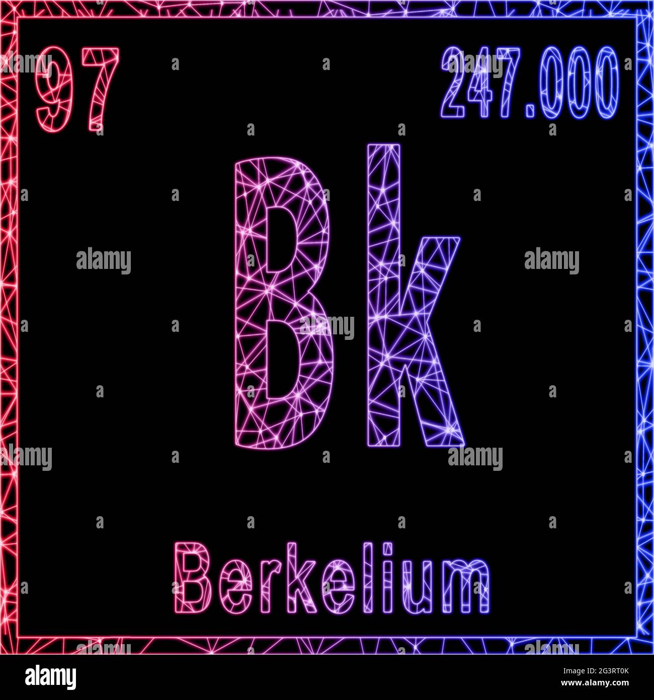 Elément chimique de Berkelium, signe avec le numéro atomique et le poids atomique, Banque D'Images