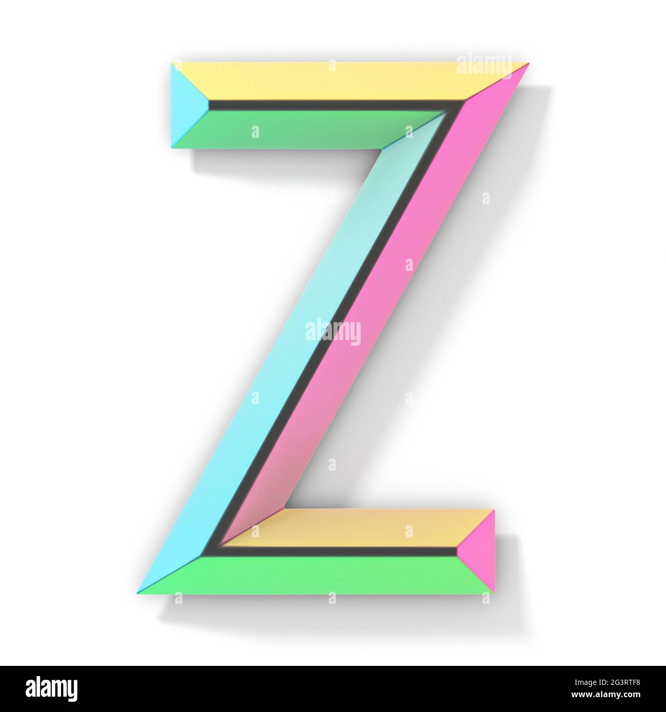 Couleur néon police lumineuse lettre Z 3D Banque D'Images