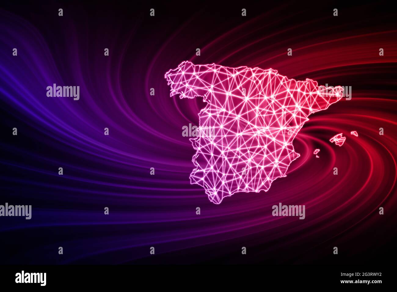 Carte d'Espagne, carte polygonale en maille, carte moderne Banque D'Images