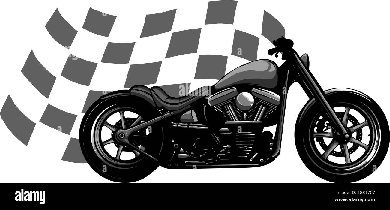 Ancien vélo noir vintage avec drapeau de course Illustration de Vecteur