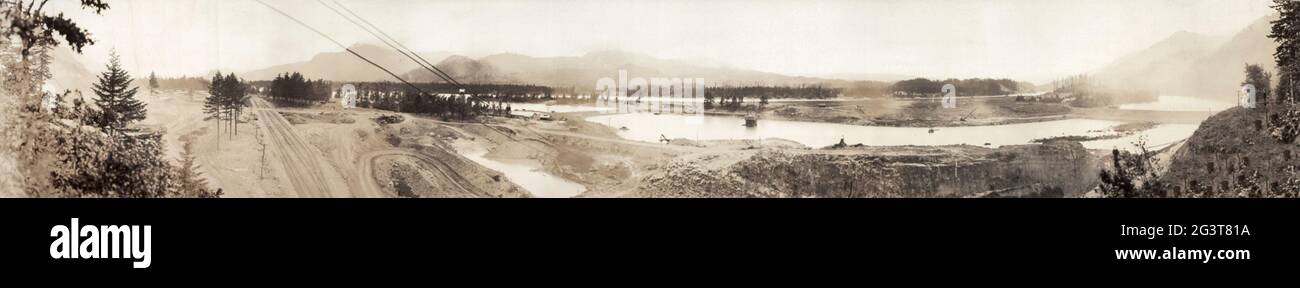 Site du barrage de Bonneville, 17 mai 1934, 10 h 35 Banque D'Images