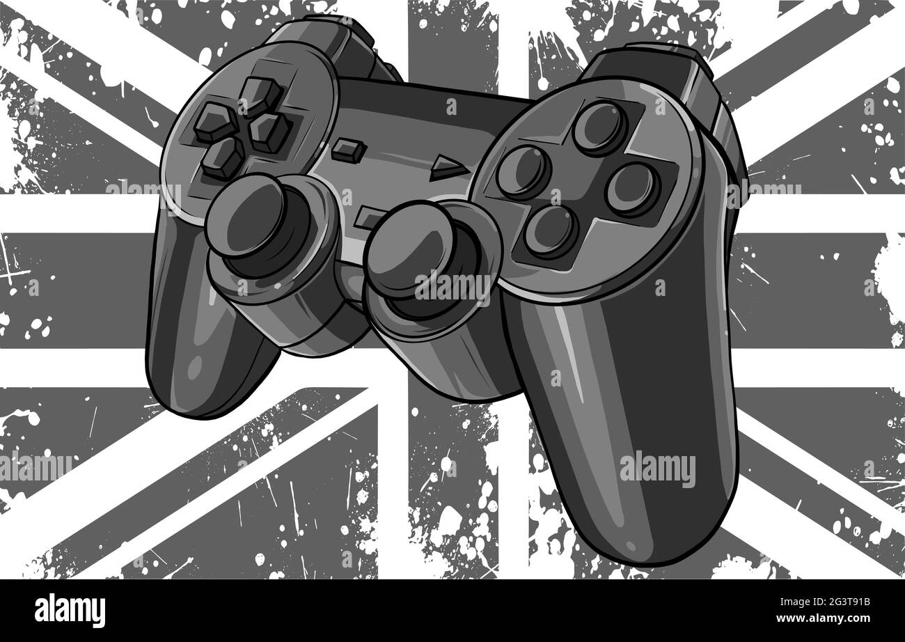 Manette de jeu avec illustration vectorielle drapeau anglais Illustration de Vecteur