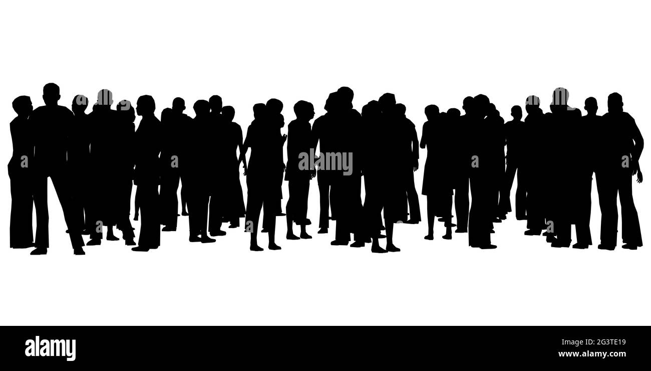 Silhouette d'une foule de personnes isolées sur un fond blanc. Illustration vectorielle. Illustration de Vecteur