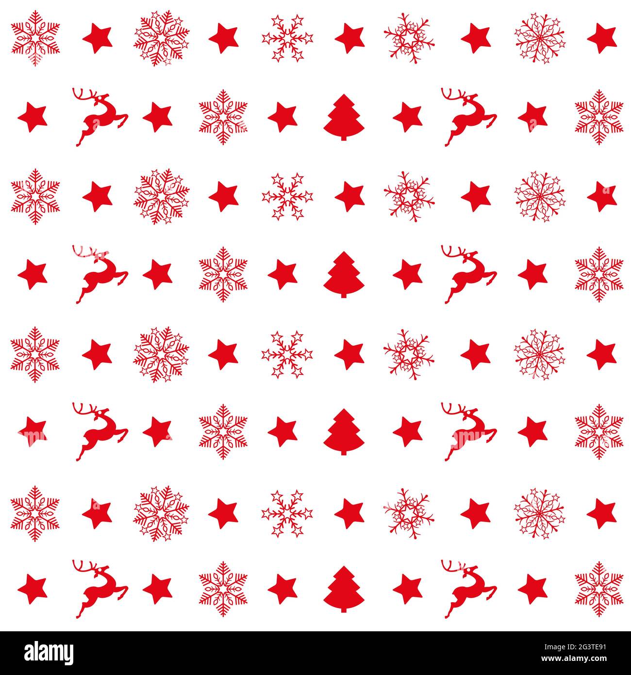 Motifs de Noël rouges motif flocons de neige rentier arbre Banque D'Images