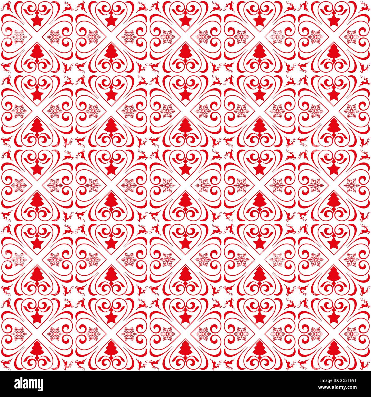 Motifs de Noël ornements fond rouge Banque D'Images