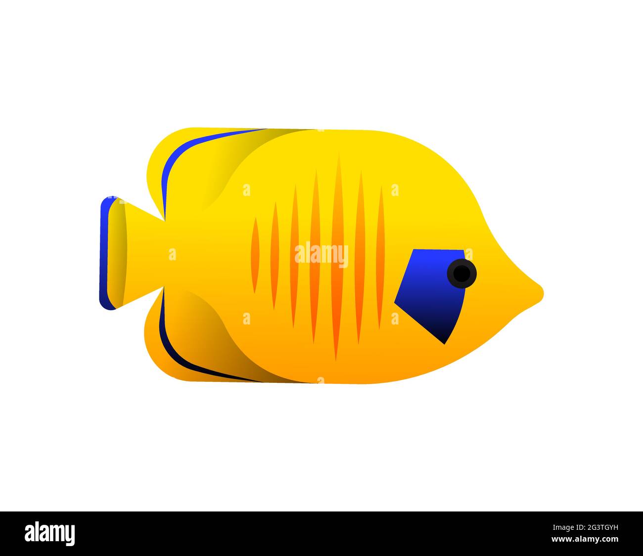 Illustration du poisson papillon Bluecheek sur fond blanc isolé. Concept d'animal marin exotique. Conception pédagogique de la faune dans un style de dessin animé moderne. Illustration de Vecteur