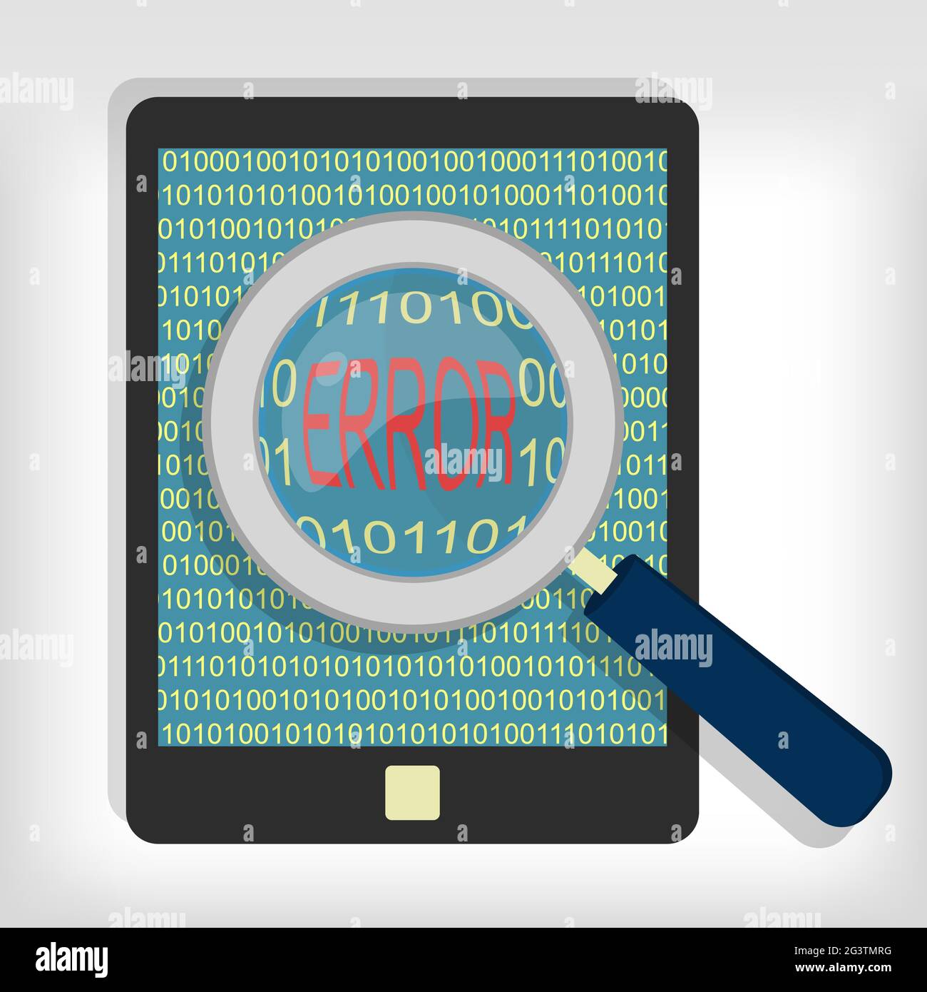 Loupe montrant le code d'erreur sur la tablette Illustration de Vecteur