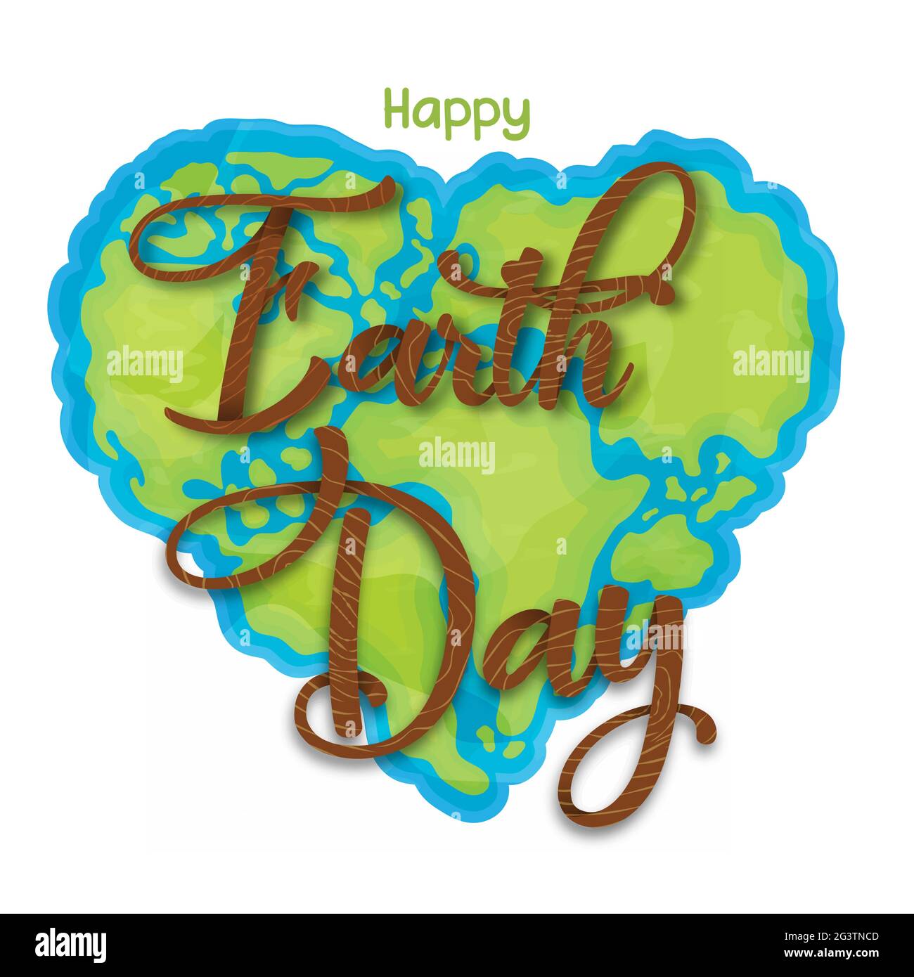 Carte de vœux Happy Earth Day illustration de la carte verte de la planète en forme de coeur pour le concept d'amour de la nature. L'environnement aide à la conception de l'événement de vacances en avril Illustration de Vecteur