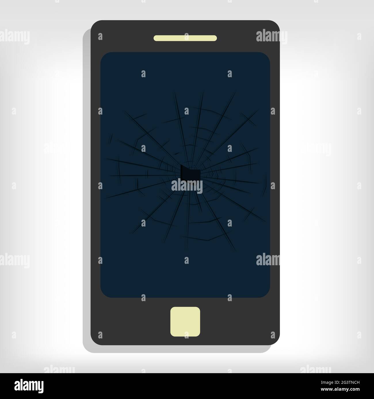 Moniteur de smartphone cassé. Arrière-plan gris. Modifiable. Illustration de Vecteur