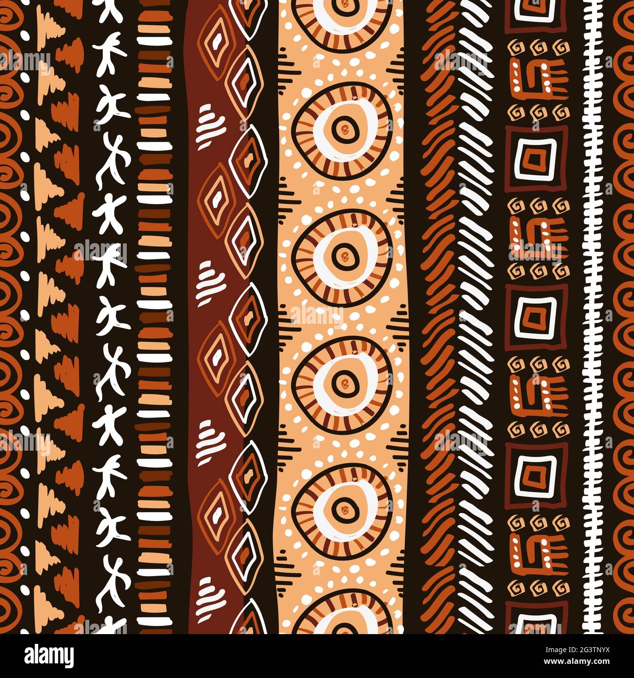Abstract art africain motif transparent de style. Décoration tribal dessiné à la main avec des formes et doodle boho symboles ethniques. Illustration de Vecteur