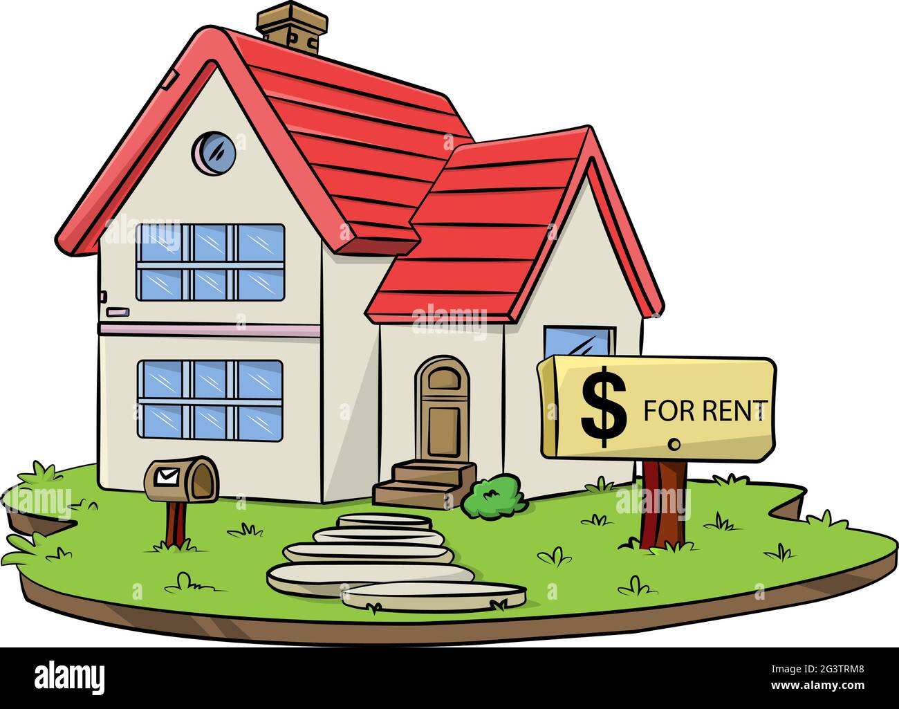 Illustration vectorielle de dessin animé d'une maison à loyer élevé-cher Illustration de Vecteur