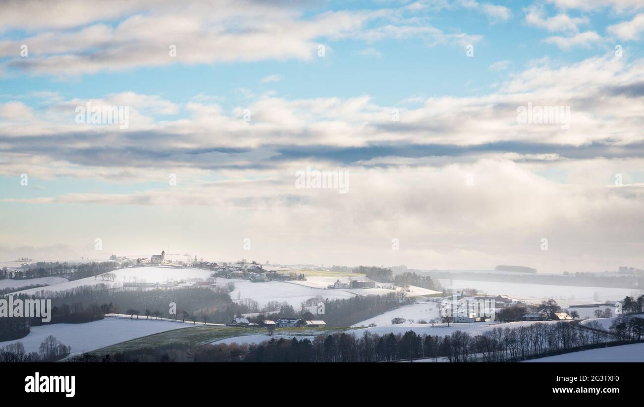 Paysage d'hiver à Hochwolkersdorf Bucklige Welt Basse-Autriche Banque D'Images
