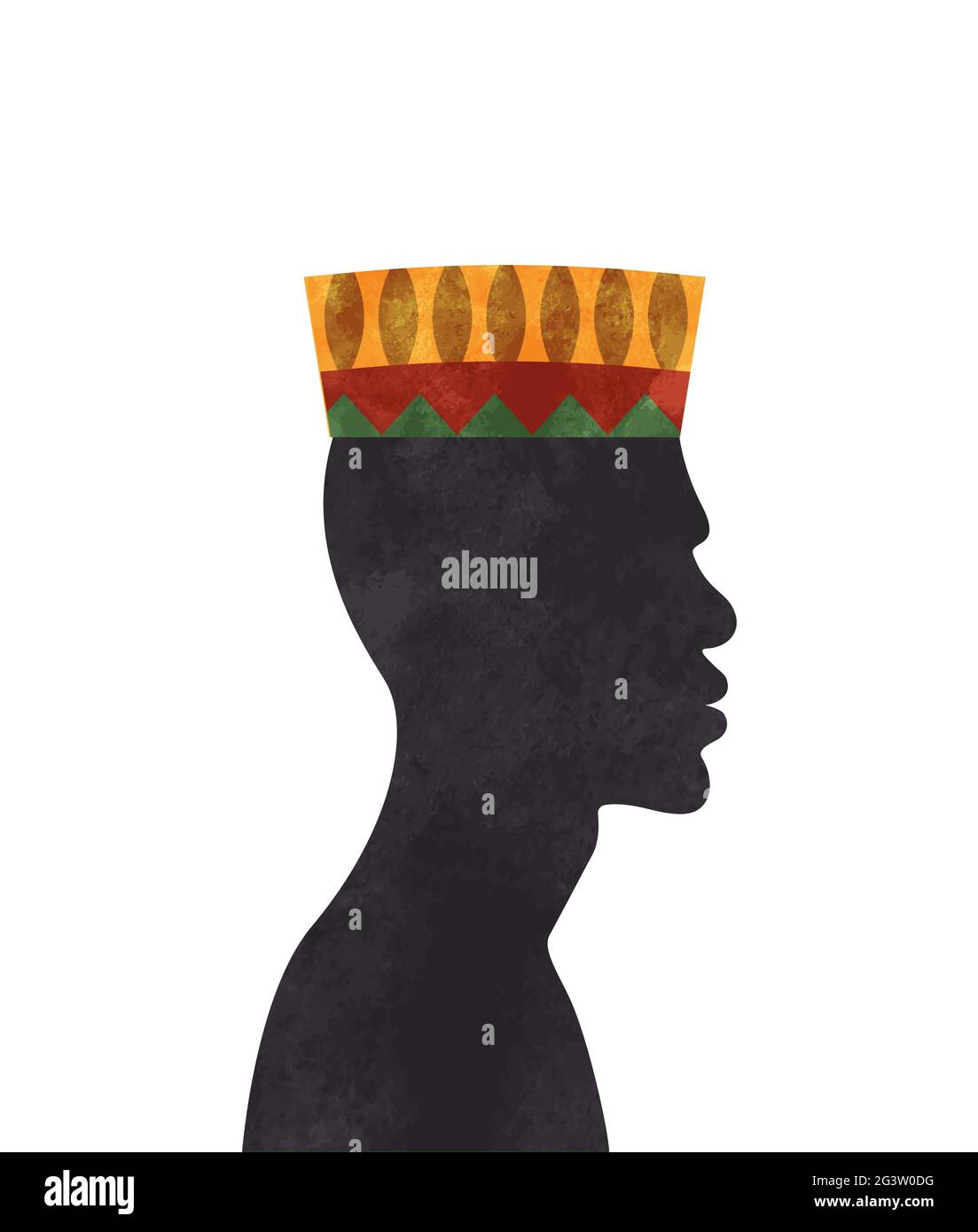 Homme de culture africaine avec chapeau kufi traditionnel dans la texture de peinture aquarelle. Silhouette de garçon afrique noire sur fond isolé. Illustration de Vecteur