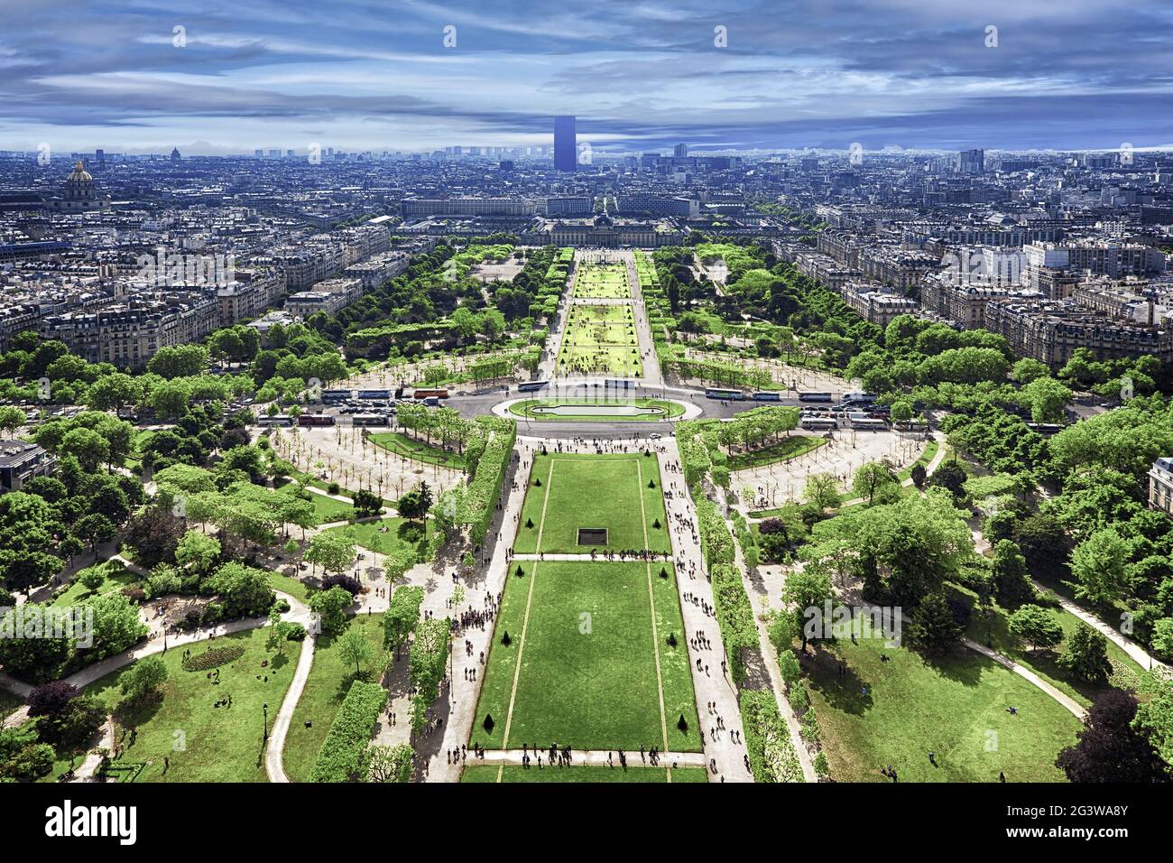 Vue depuis la tour Eiffel à Paris Banque D'Images