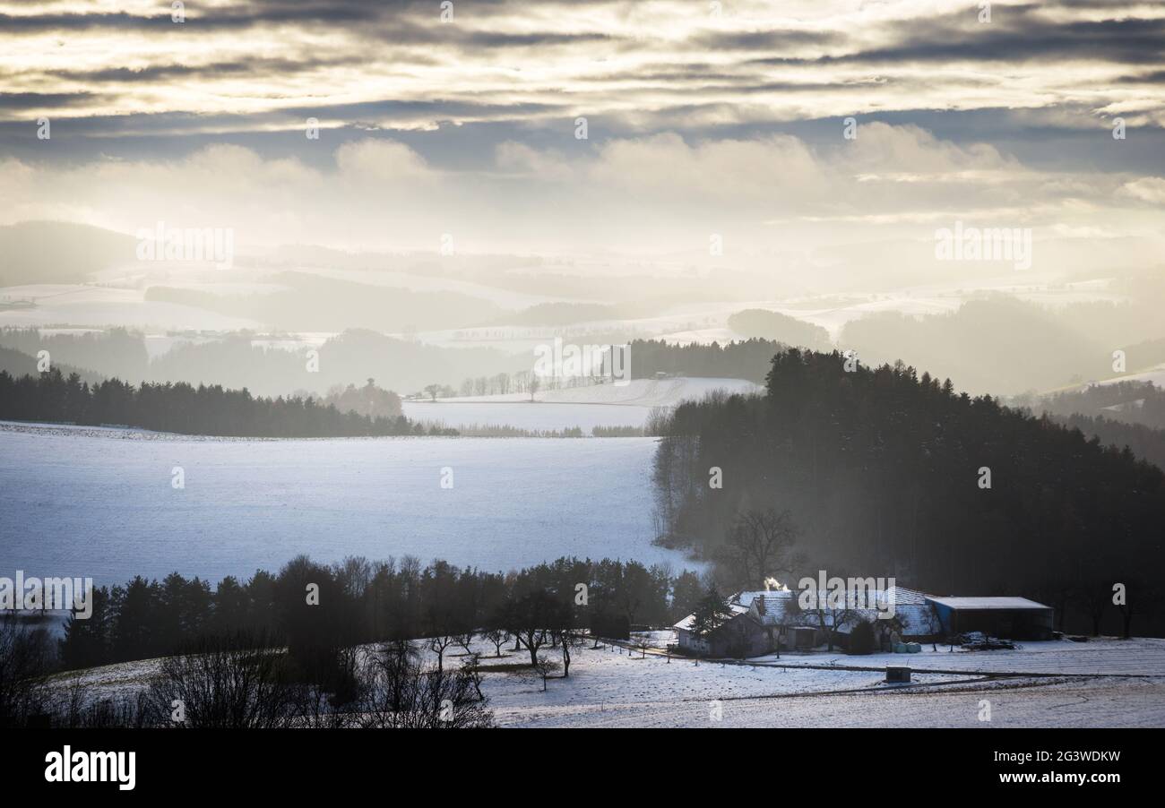 Paysage avec neige en hiver en basse-autriche Banque D'Images
