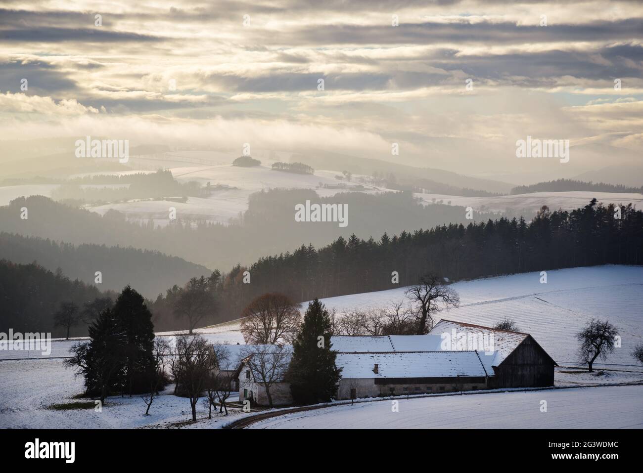 Paysage avec neige en hiver en basse-autriche Banque D'Images